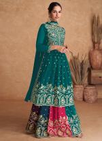 Faux Georgette Rama Party Wear Embroidery Work Plazzo Suit